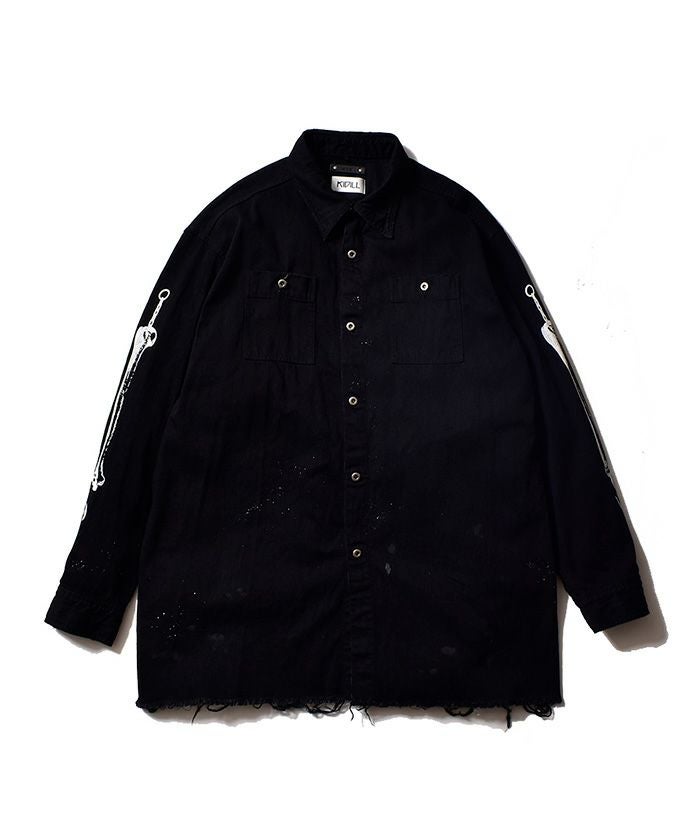 ＜KIDILL＞OVERSIZED DENIM SHIRT - DISTRESSED DENIM