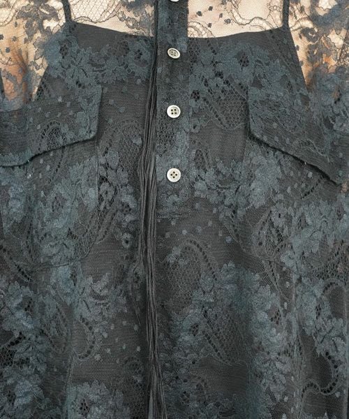 Midorikawa 23SS Lace pullover shirt ブラック Midorikawa＞LACE PULLOVER SHIRT(MID23SS-SH01) | MAKES ONLINE STORE
