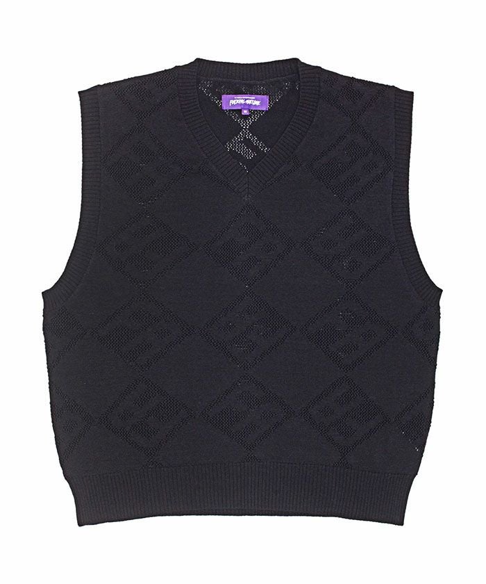 ＜Fucking Awesome＞Letter Square Vest Black