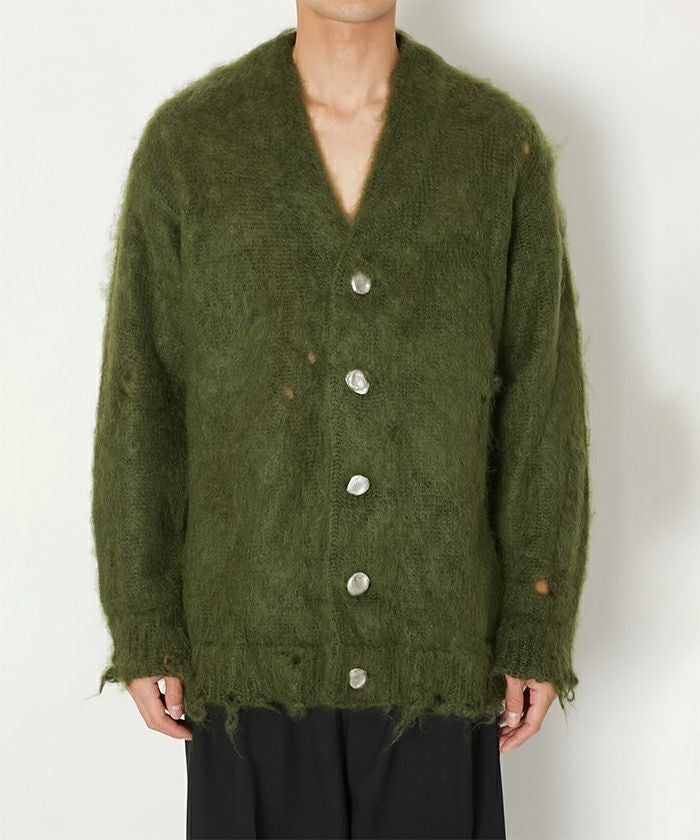 ALMOST BLACK 23AW モヘアカーディガン ステンレスボタン 黒 1 ALMOSTBLACK＞ORIGINAL STENLESS BUTTON MOHAIR CARDIGAN | MAKES