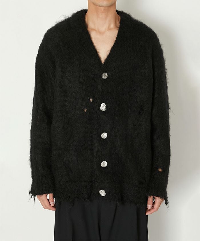 ALMOSTBLACK＞ORIGINAL STENLESS BUTTON MOHAIR CARDIGAN | MAKES 