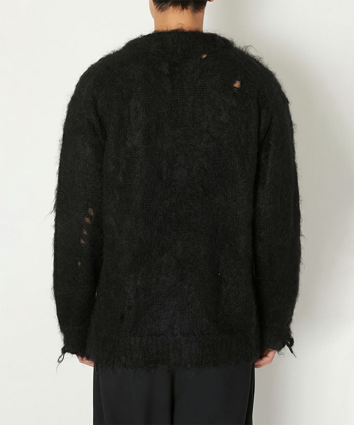 2019aw ノーウォスNOWOS モヘアカーディガン　黒 モヘア混 Vネック ニットカーディガン オーバーサイズ HOR-005