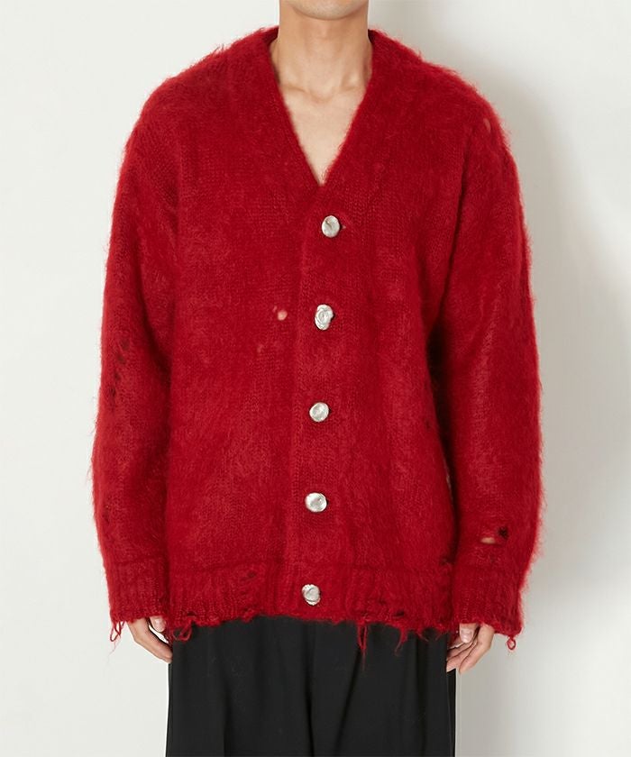 ALMOSTBLACK＞ORIGINAL STENLESS BUTTON MOHAIR CARDIGAN | MAKES