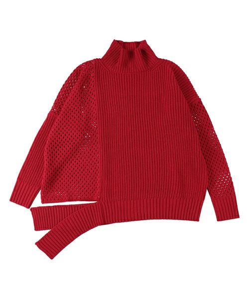 ＜sulvam＞Mesh asymmetry knit