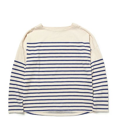nonnative＞DWELLER BOAT NECK L/S TEE COTTON JERSEY BORDER | MAKES 