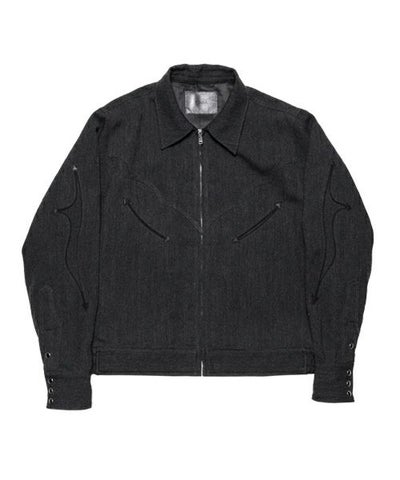 The Letters＞WESTERN CUT OUT ZIP JACKET -WOOL LINEN HERRINGBONE 