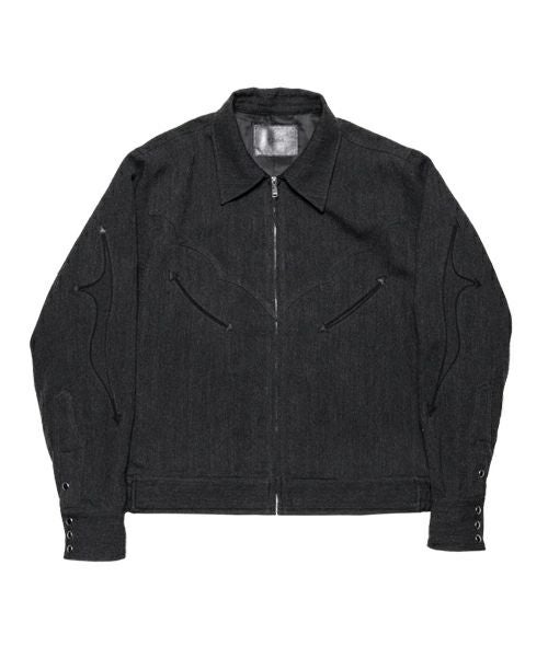 ＜The Letters＞WESTERN CUT OUT ZIP JACKET -WOOL LINEN HERRINGBONE-