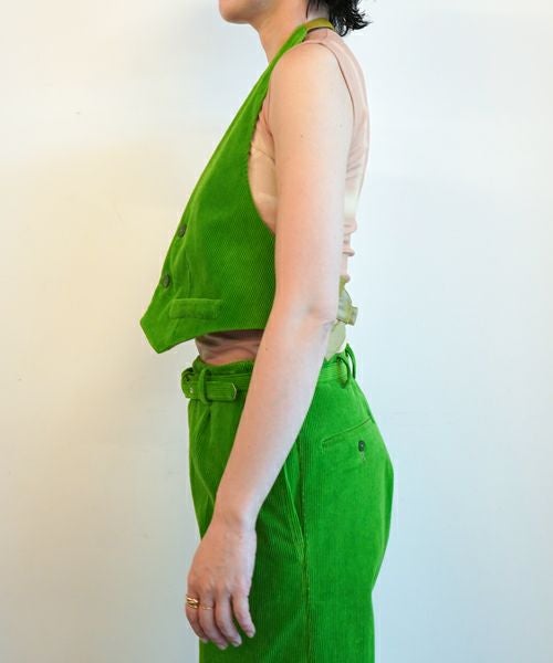 fumika uchidaボディスーツ グリーン FUMIKA_UCHIDA / CORDUROY BELTED 2-TUCK SLACKS (PINK , GREEN