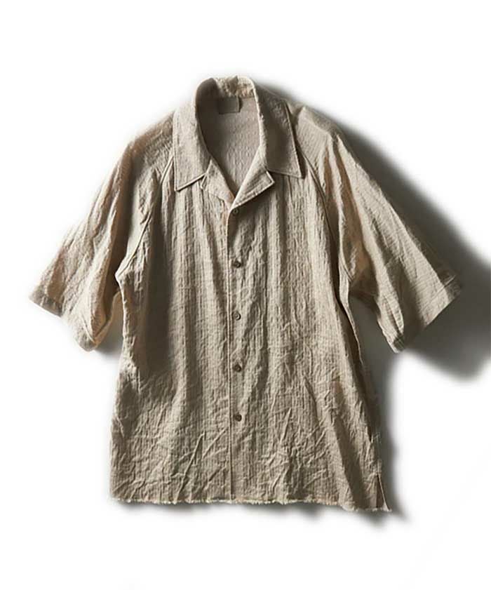 山内＞コットンキュプラ・ランダムシャドーストライプショートスリーブ