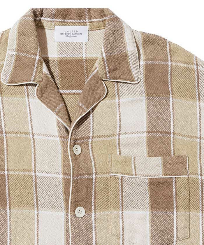 美品24SS UNUSED 半袖 シャツ チェック パイピング UNUSED＞Check short sleeve shirt | MAKES ONLINE STORE