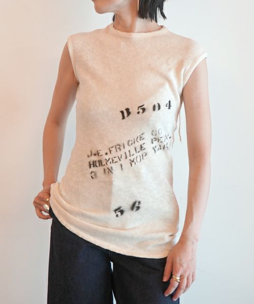 FUMIKA＿UCHIDA＞GAUZE JERSEY STENCIL SLEEVELESS TOP | MAKES ONLINE