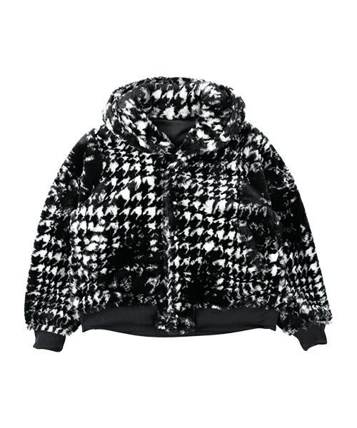 sulvam＞千鳥格子ファーフードブルゾン | MAKES ONLINE STORE