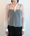 ＜GURTWEIN＞asymmetric bat-sleeve air-organza loose polo shirt