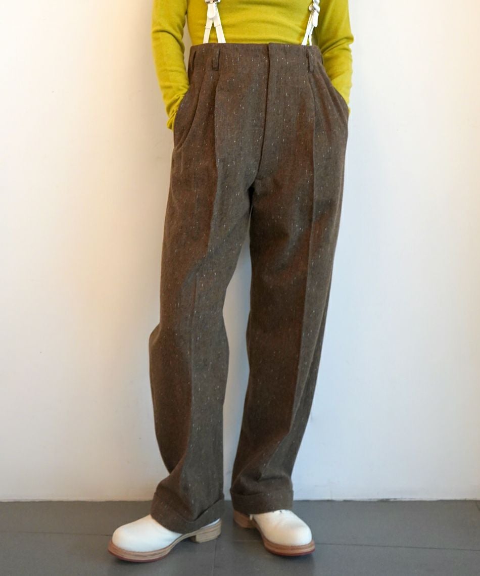 FUMIKA＿UCHIDA＞SPLASHED PATTERN WIDE TAPERED PANTS | MAKES ONLINE