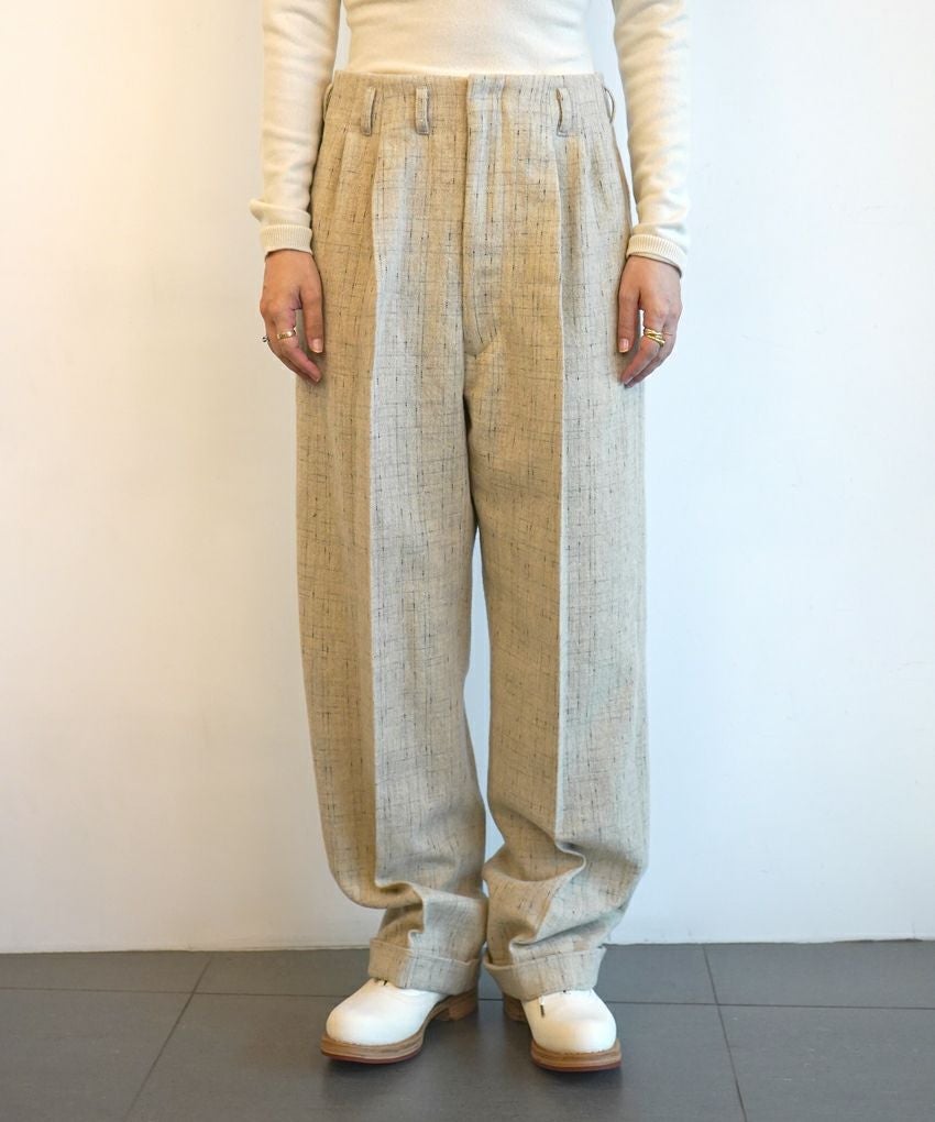 FUMIKA＿UCHIDA＞SPLASHED PATTERN WIDE TAPERED PANTS | MAKES ONLINE