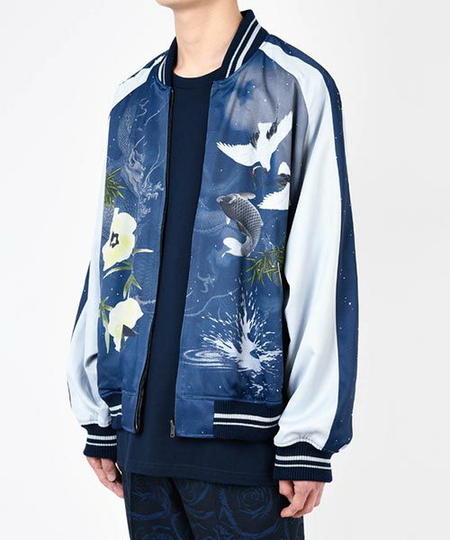 ジャケット・アウター LAD MUSICIAN SATIN INKJET CARP & SPLASH LAD MUSICIAN＞CARP & SPLASH SOUVENIR JACKET | MAKES ONLINE STORE