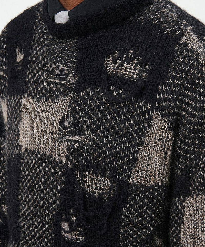 OUR LEGACY＞SONAR ROUNDNECK -Black Destructive Gingham- | MAKES