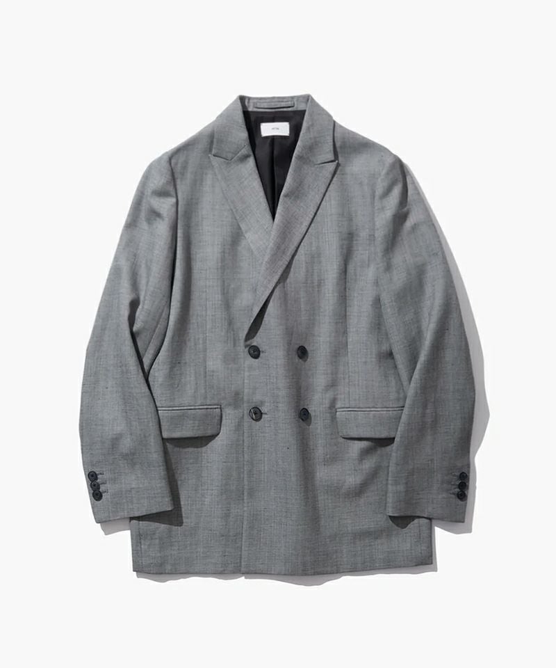 ＜ATON＞WOOL LINEN SHARKSKIN DOUBLE-BREASTED JACKET