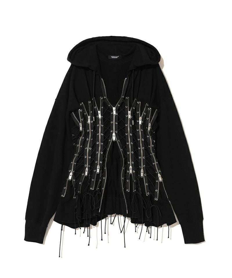 ＜UNDERCOVER＞ミニウラケハトメ レースアップジップパーカー