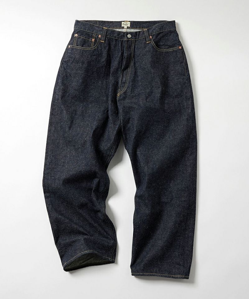 ＜GOLD＞RECYCLED WASTE SUVIN COTTON YARN 14oz.DENIM 5POCKET WIDE PANTS VINTAGE WASHED