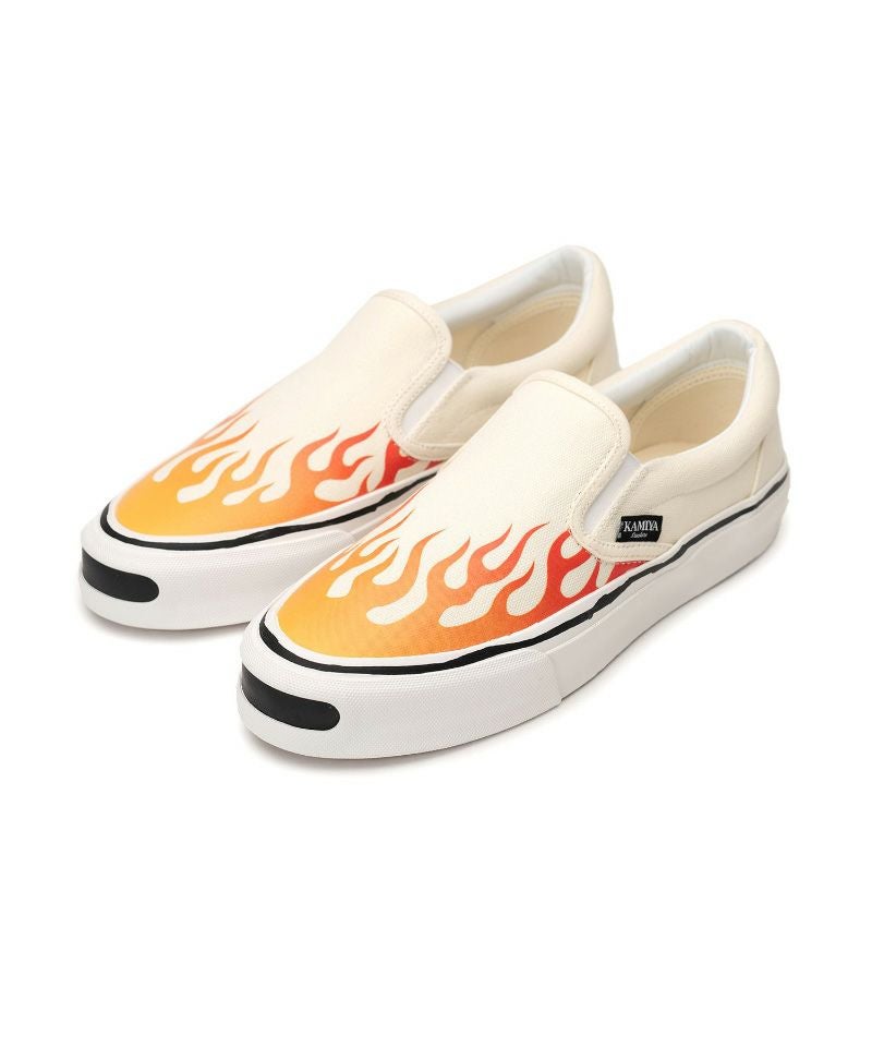 ＜KAMIYA＞"Cornell"Fire Pattern Vulcanized Slip on Sneaker
