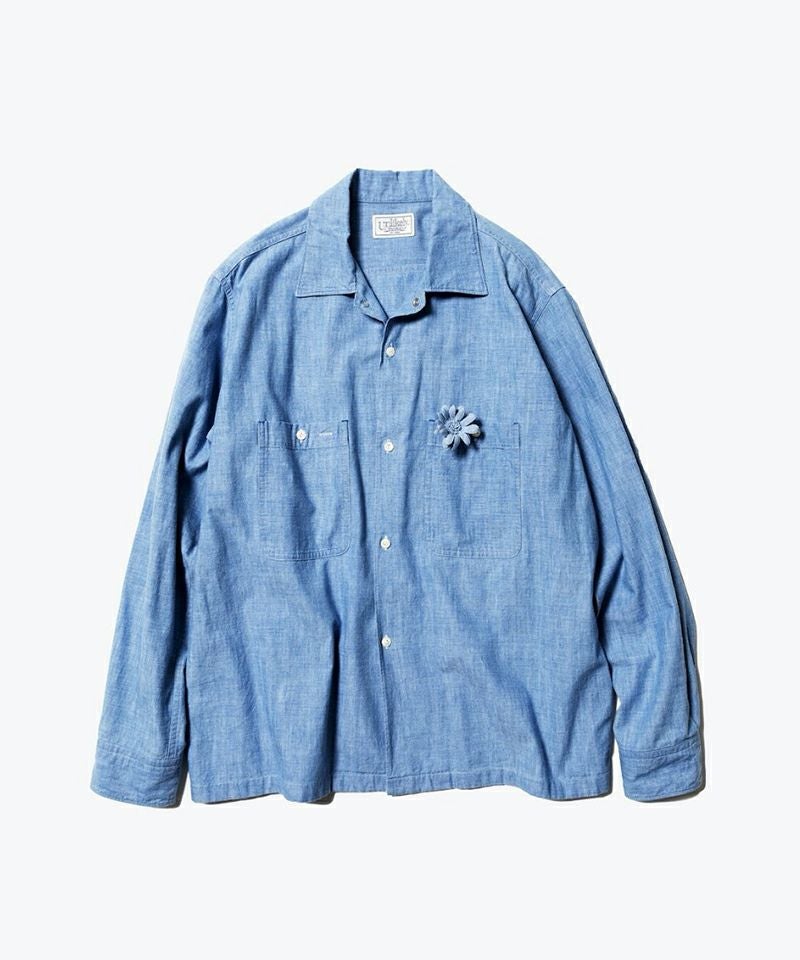 Unlikely＞Unlikely Open Collar Work Chambray with Flower | MAKES