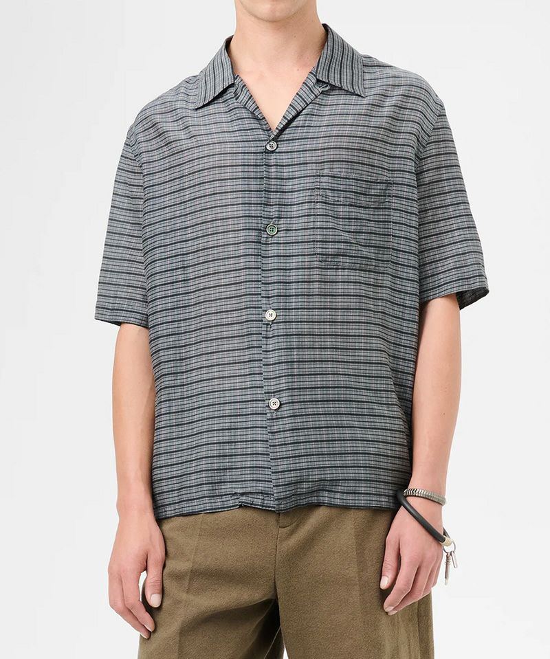 OUR LEGACY＞HEUSEN SHIRT SHORTSLEEVE-Picnic Check Cotton Silk