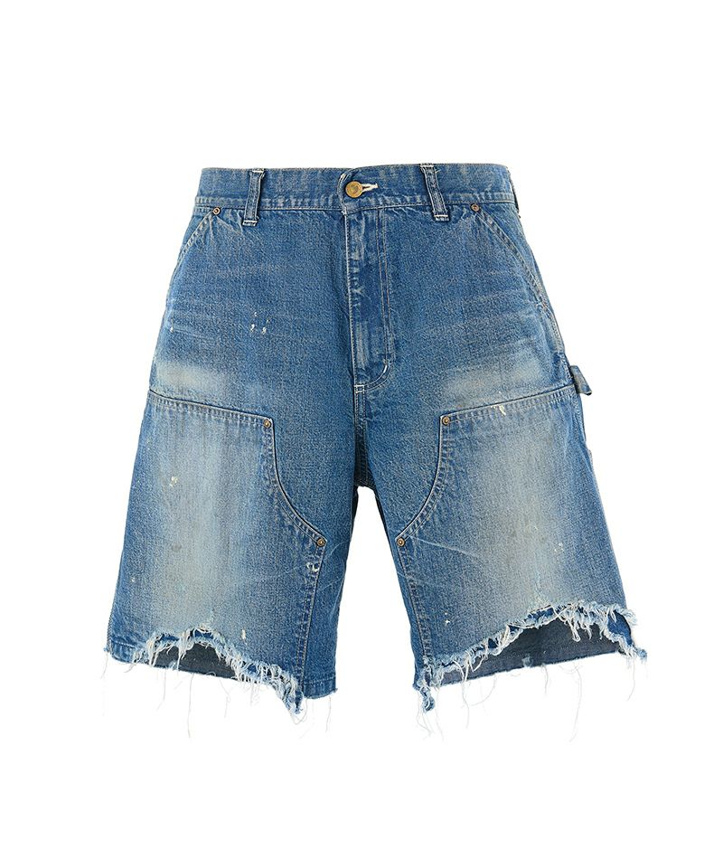 セントマイケル25SS発売DOUBLE KNEE DENIM SHORTS M SAINT MICHAEL＞DOUBLE KNEE SHORTS / BLUE | MAKES ONLINE STORE