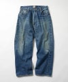 ＜GOLD＞ RECYCLED WASTE SUVIN COTTON YARN 14oz. DENIM 5POCKET WIDE PANTS VINTAGE WASHED