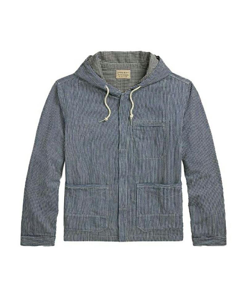 RRL＞Indigo Striped Twill Hooded Jacket (OTW16020168) | MAKES