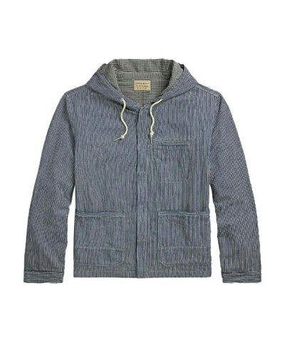 RRL＞Indigo Striped Twill Hooded Jacket (OTW16020168) | MAKES 