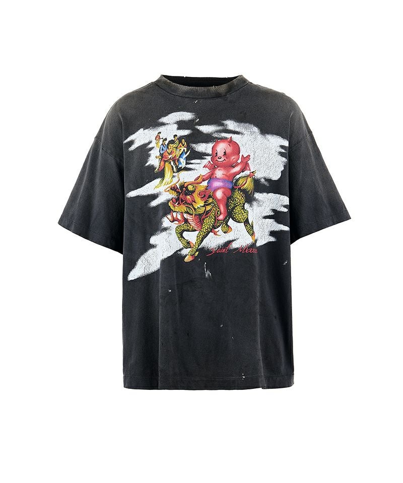 SAINT MICHAEL＞SS TEE / DAMEGED / BLACK | MAKES ONLINE STORE