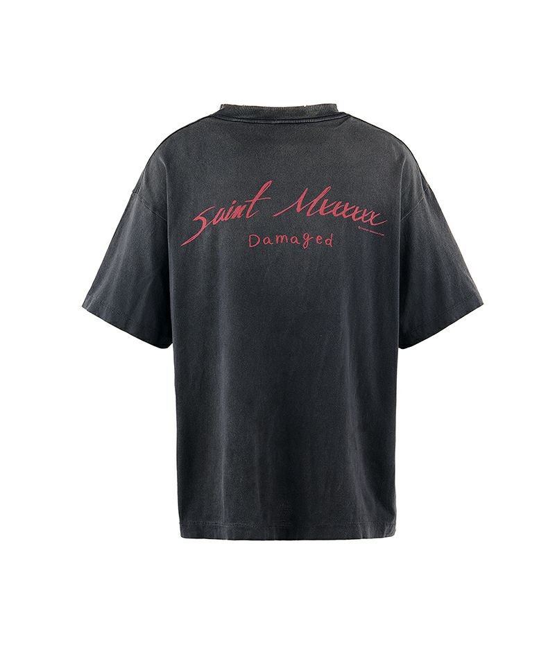 XL　SAINT MICHAEL　SS TEE DAMEGED　Tシャツ SAINT MICHAEL＞SS TEE / DAMEGED / BLACK | MAKES ONLINE STORE