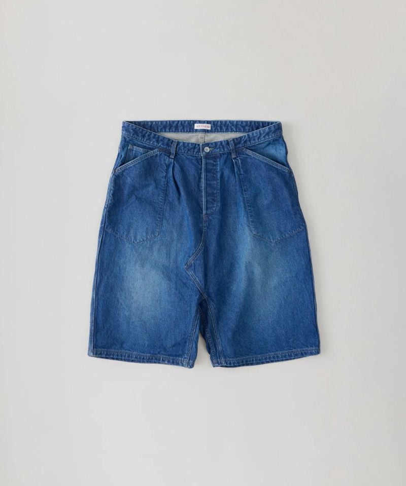 ＜NICENESS＞E.STU / Eスツゥー (エイジドエフェクト バギーショーツ-インディゴ)