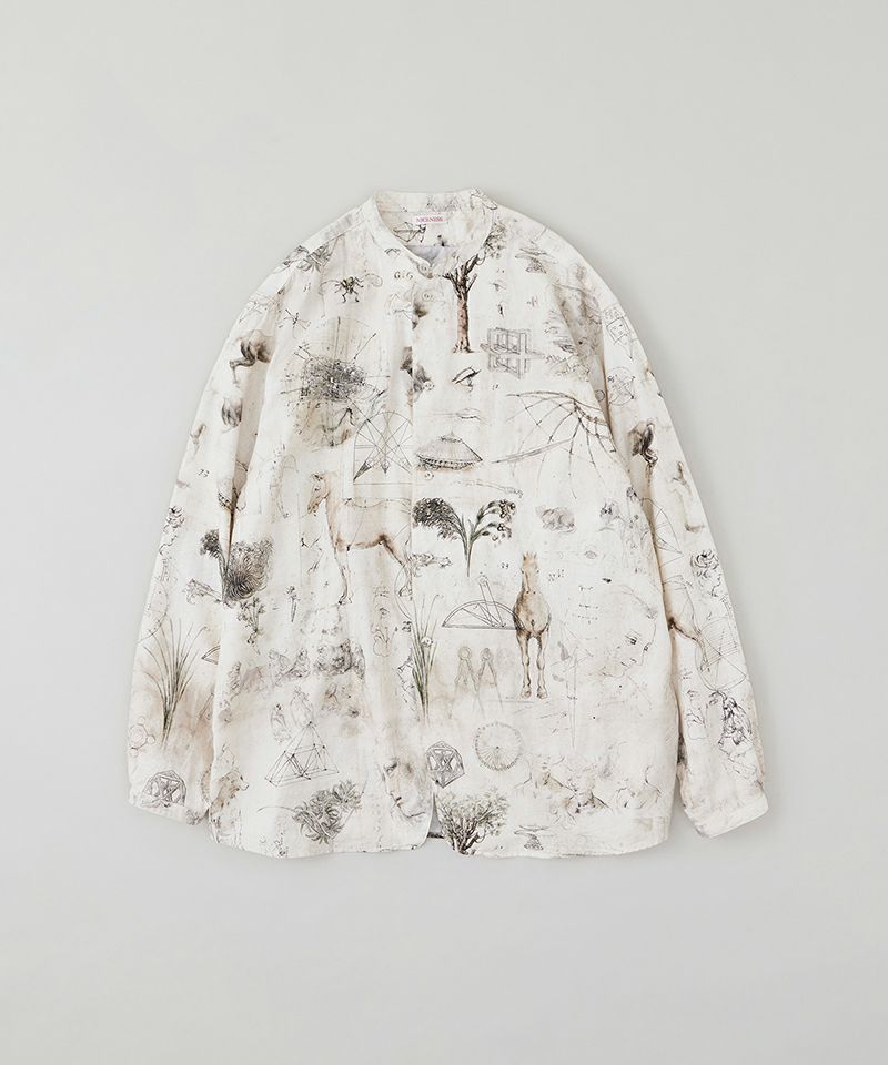 ＜NICENESS＞V.CHAD / V.チャド (プリンテッドナローカラージャケットシャツ)