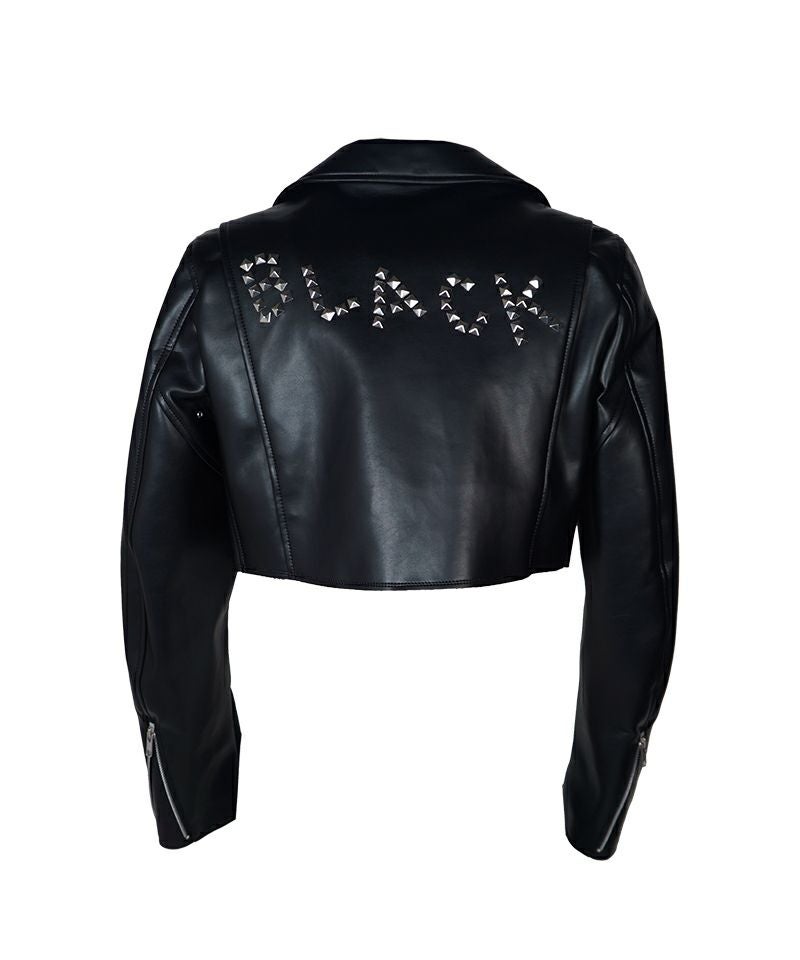 BLACK COMME des GARCONS＞シンセティックレザー／スタッズ ジャケット