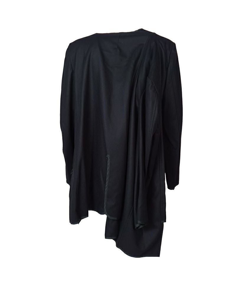 BLACK COMME des GARCONS＞ウール/ナイロン フラノコート (1P-C005-052