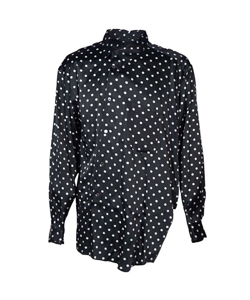 ＜BLACK COMME des GARCONS＞レーヨンサテン水玉プリント シャツ (1P-B008-052)