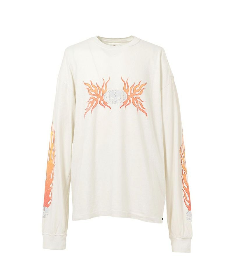 ＜KAMIYA＞“Skull Flame”Distressed L/S Tee