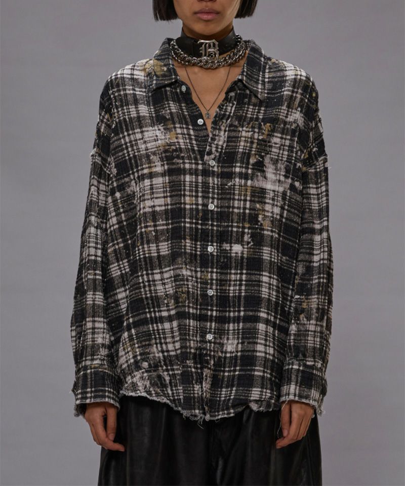 R13＞SHREDDED SEAM DROP NECK SHIRT | MAKES ONLINE STORE