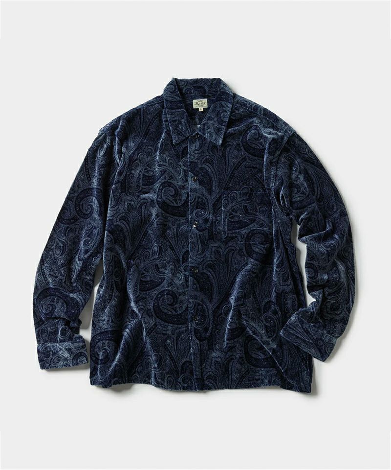 ＜GOLD＞PAISLEY PATTERN INDIGO VELVETEEN OPEN SHIRT