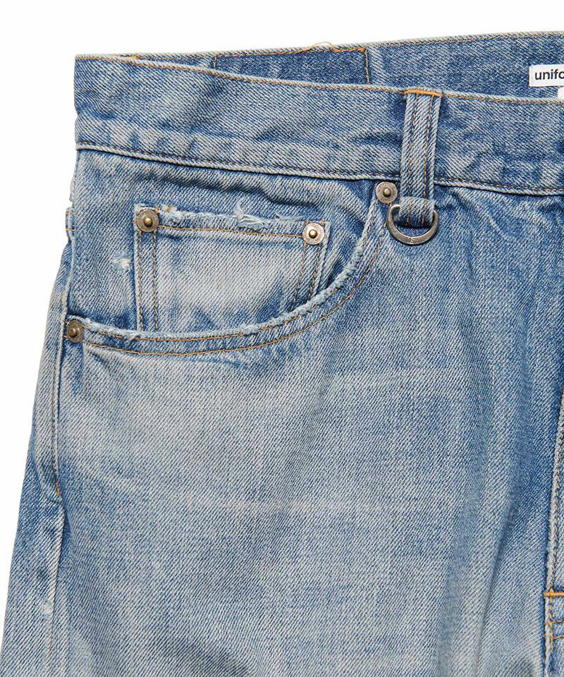 uniform experiment＞DAMAGED DENIM REGULAR-FIT JEANS | MAKES ONLINE