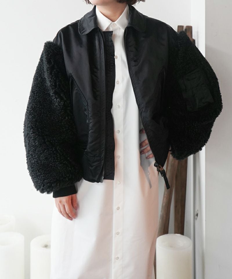 HYKE＞FAUX SHEARLING TYPE MA-1 JACKET | MAKES ONLINE STORE