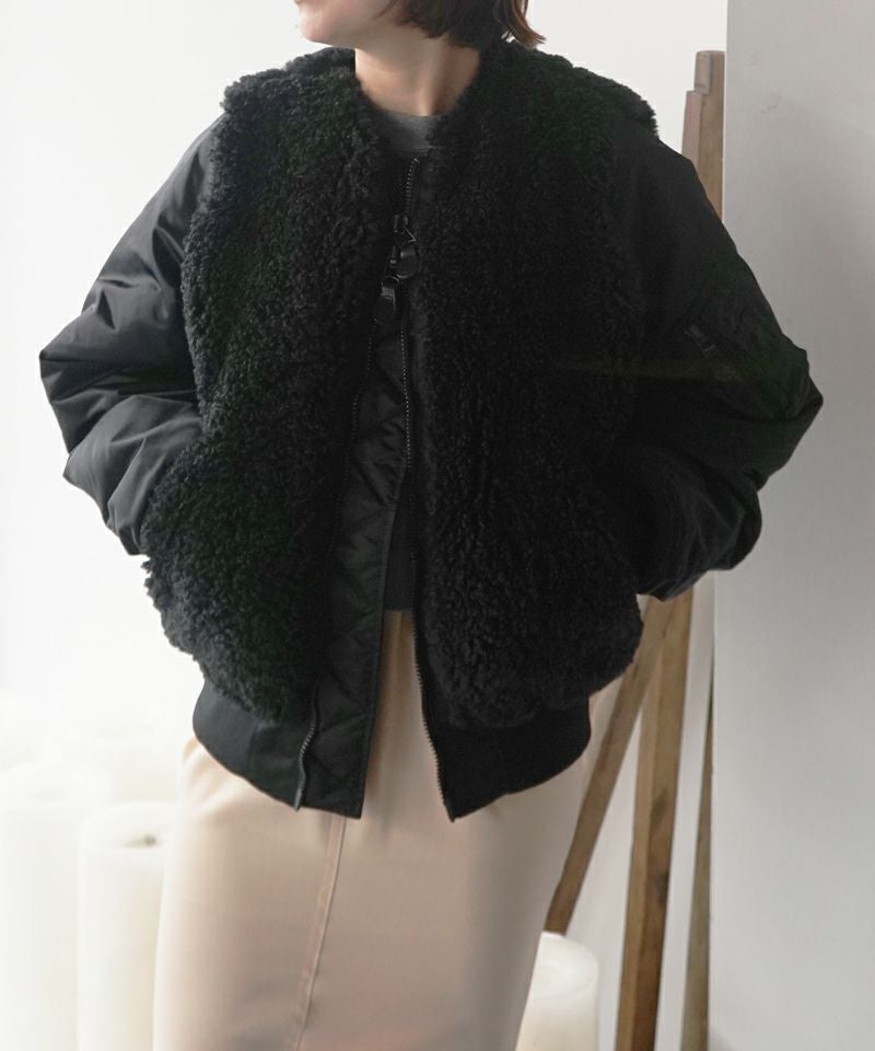HYKE＞FAUX SHEARLING TYPE MA-1 JACKET | MAKES ONLINE STORE