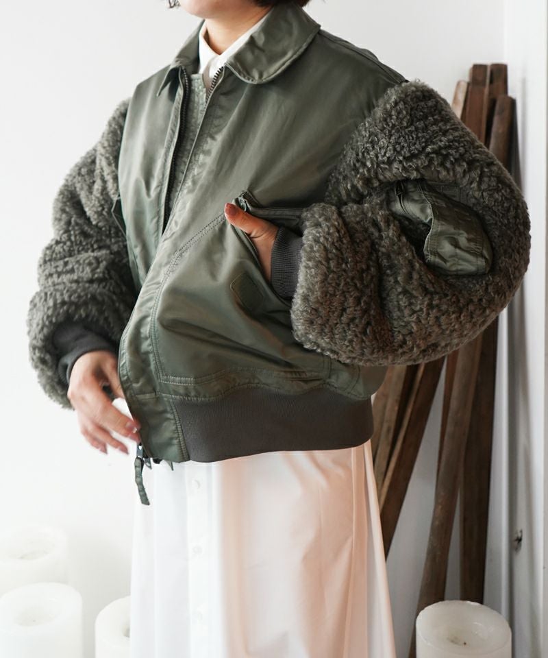 HYKE＞FAUX SHEARLING TYPE MA-1 JACKET | MAKES ONLINE STORE