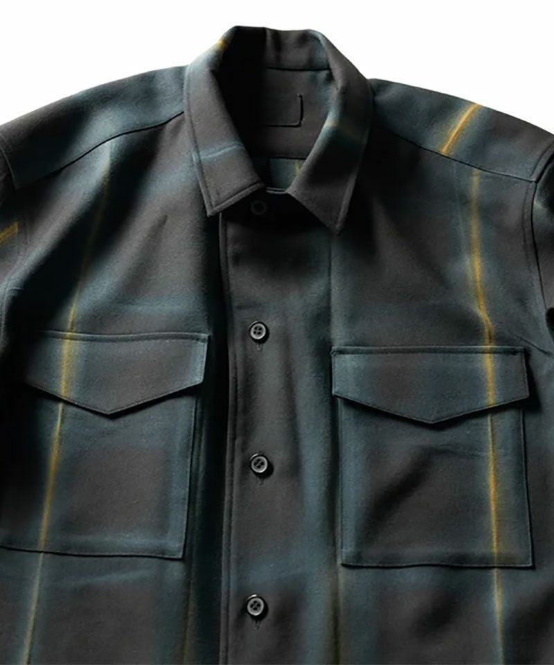 山内＞ウールカシミア・テーラードカラーシャツ-arimatsu check