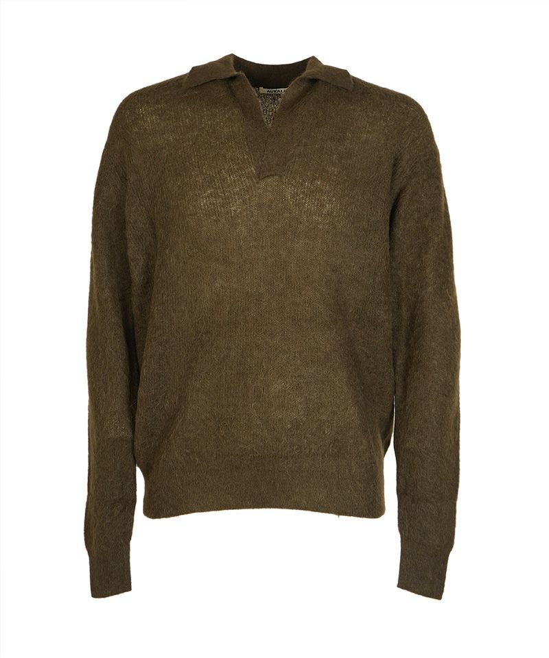 AURALEE＞BABY SURI ALPACA SHEER KNIT SKIPPER POLO | MAKES ONLINE STORE