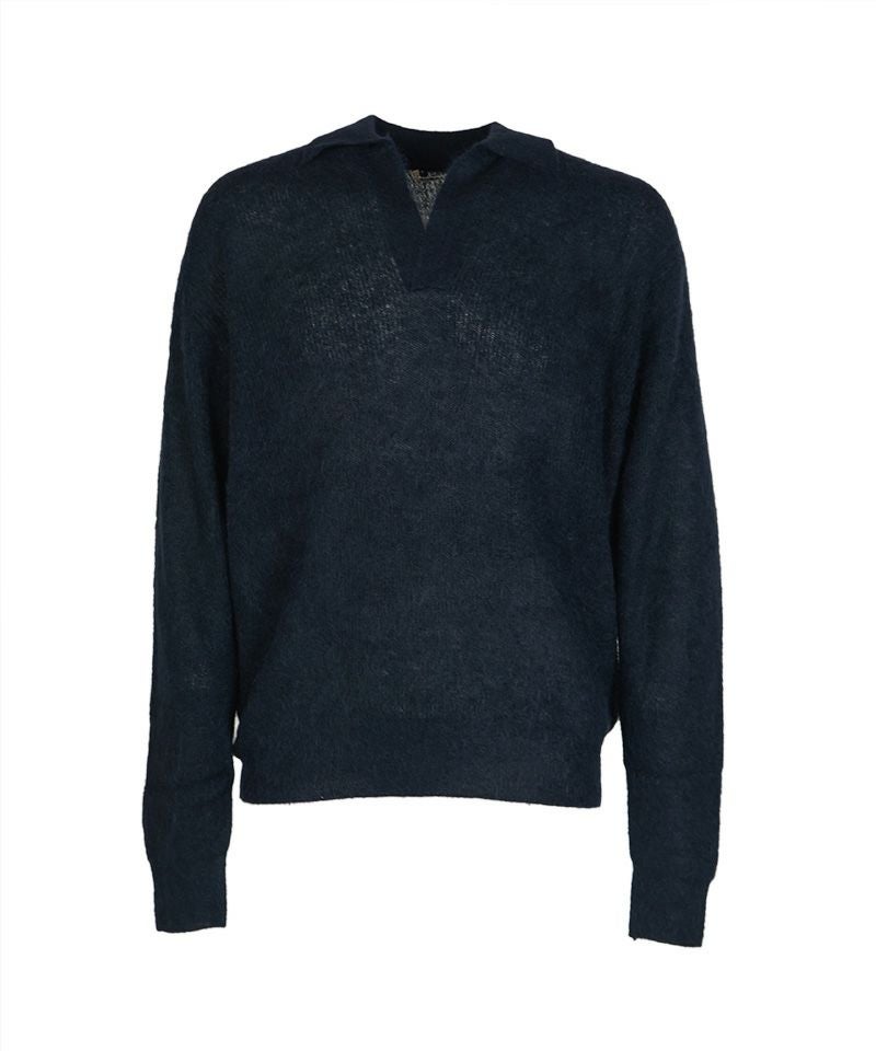 AURALEE＞BABY SURI ALPACA SHEER KNIT SKIPPER POLO | MAKES ONLINE STORE