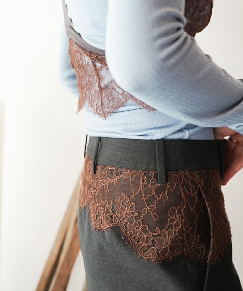 FUMIKA＿UCHIDA＞SUITING LACE WAIST MIDI SKIRT | MAKES ONLINE STORE