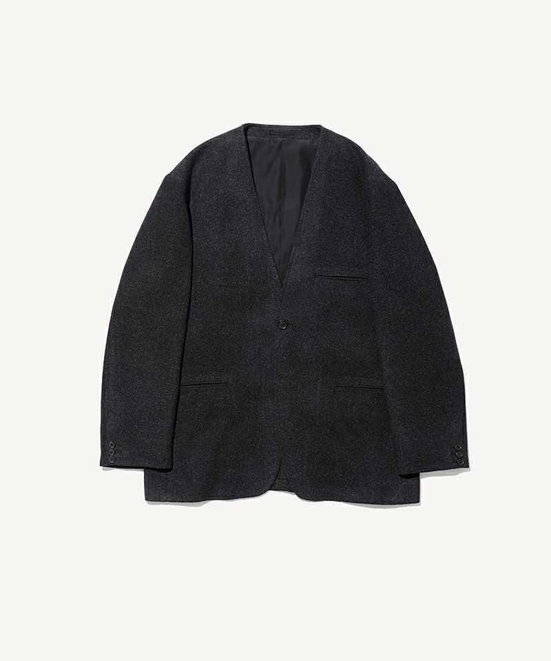 ＞Silk Cashmere Tweed Collarless Jacket | MAKES ONLINE STORE